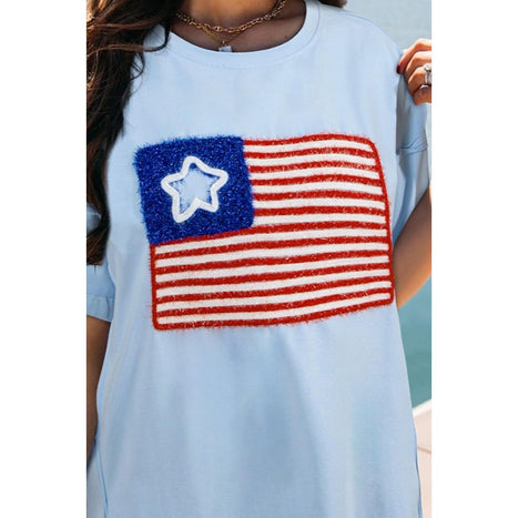 US Flag Round Neck Short Sleeve T-Shirt