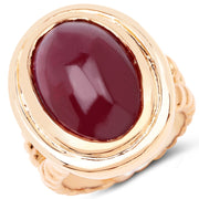 Bids.com 14K Rose Gold Plated 17.60 Carat Genuine Glass Filled Ruby .925 Sterling Silver Ring Rings