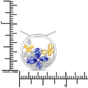 Bids.com 1.33 Carat Genuine Tanzanite and White Topaz .925 Sterling Silver Pendant Pendants