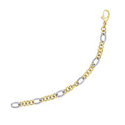 Bids.com 14k Two-Tone Gold Rope Motif Oval and Round Link Chain Bracelet Bracelets
