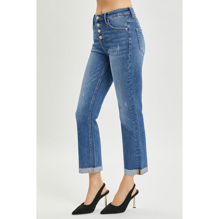 RISEN Button Fly Cropped Bootcut Jeans