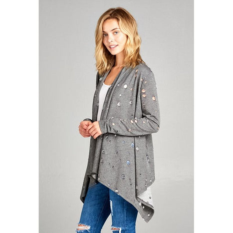 Plus Distressed Cascade Cardigan