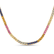 Bids.com 11.65 Carat Created Multi Sapphire .925 Sterling Silver Necklace Necklaces