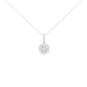 Bids.com 14K White Gold 2.00 Cttw Brilliant Round-Cut Diamond 7 Stone Flower Cluster 18" Pendant Necklace (H-I Color, SI2-I1 Clarity) Necklaces