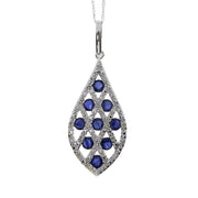 Bids.com .58ct Sapphire Diamond Fashion Pendants 14KT White Gold Pendants
