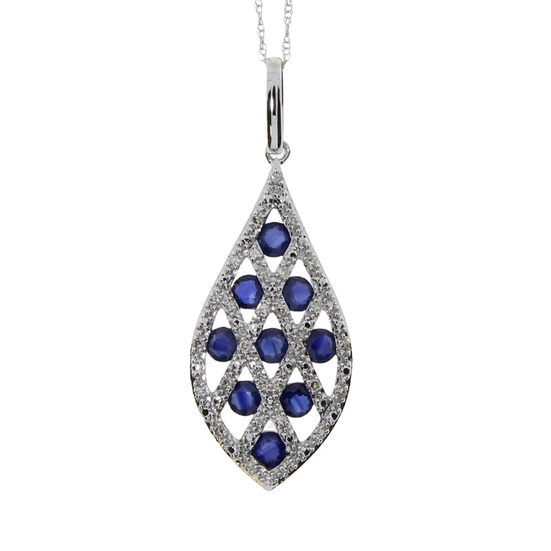 Bids.com .58ct Sapphire Diamond Fashion Pendants 14KT White Gold Pendants