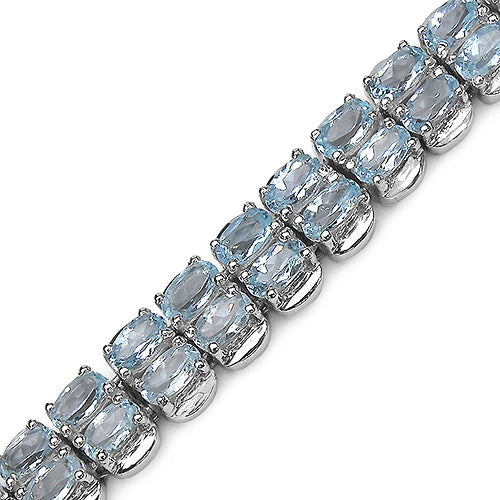 Bids.com 18.00 Carat Genuine Blue Topaz .925 Sterling Silver Bracelet Bracelets