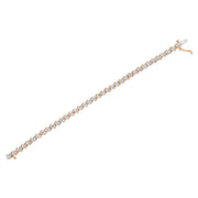 Bids.com 14K Rose Gold Plated .925 Sterling Silver 1/10 Cttw Diamond Round Miracle Plate and "S" Link Tennis Bracelet (I-J Color, I2- I3 Clarity) - 7" Bracelets