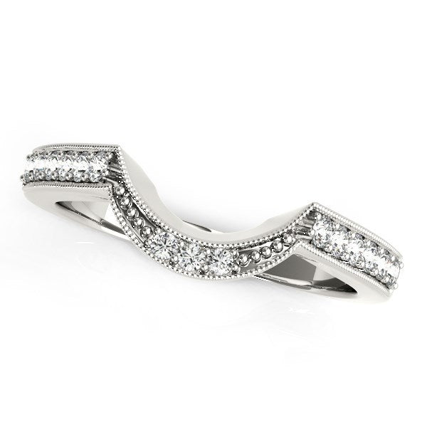 Bids.com 14k White Gold Round Diamond Curved Antique Wedding Band (1/4 cttw) Rings