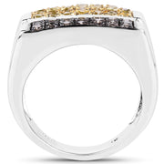 Bids.com 0.63 Carat Genuine Champagne Diamond and Yellow Diamond .925 Sterling Silver Ring Rings