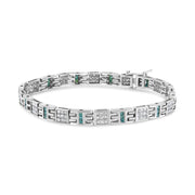Bids.com 14K White Gold Princess-Cut white and Blue Diamond 3.00 cttw Fashion Link Bracelet (H-I Color, SI1-SI2 Clarity) Bracelets