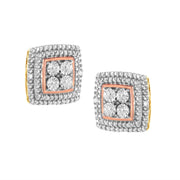 Bids.com 10K Yellow, White, and Rose Gold Plated Sterling Silver Diamond Accent Earrings (I-J Clarity, I3 Color) Earrings