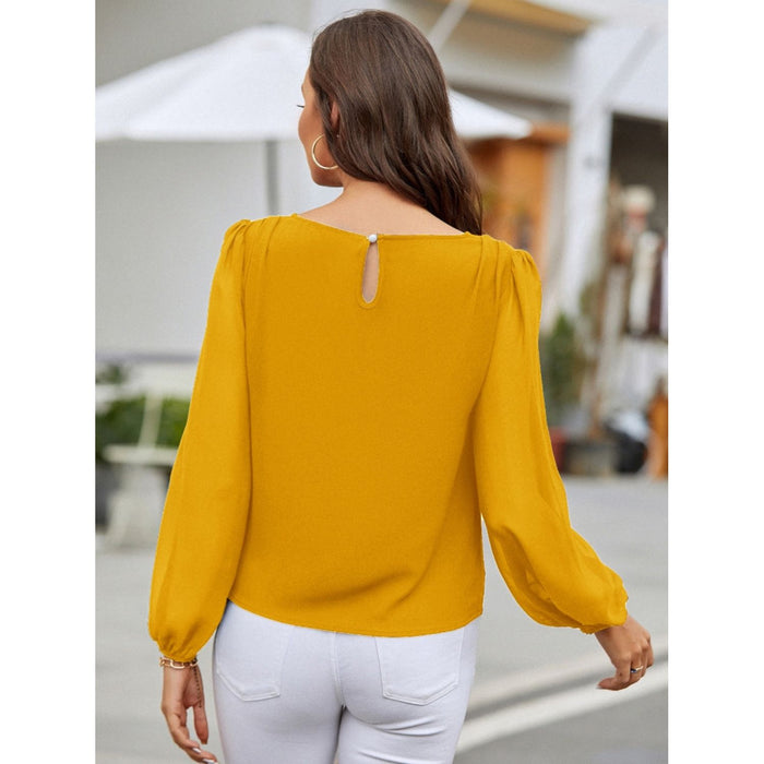 Round Neck Long Sleeve Blouse