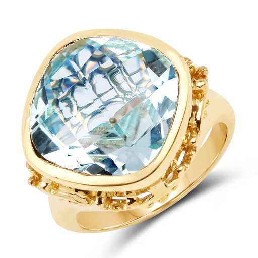Bids.com 12.79 Carat Genuine Blue Topaz .925 Sterling Silver Ring Rings
