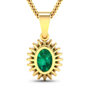 Bids.com 1.13 Carat Genuine Zambian Emerald and White Diamond 14K Yellow Gold Pendant Pendants