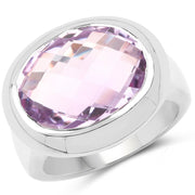 Bids.com 8.00 Carat Genuine Pink Amethyst .925 Sterling Silver Ring Rings