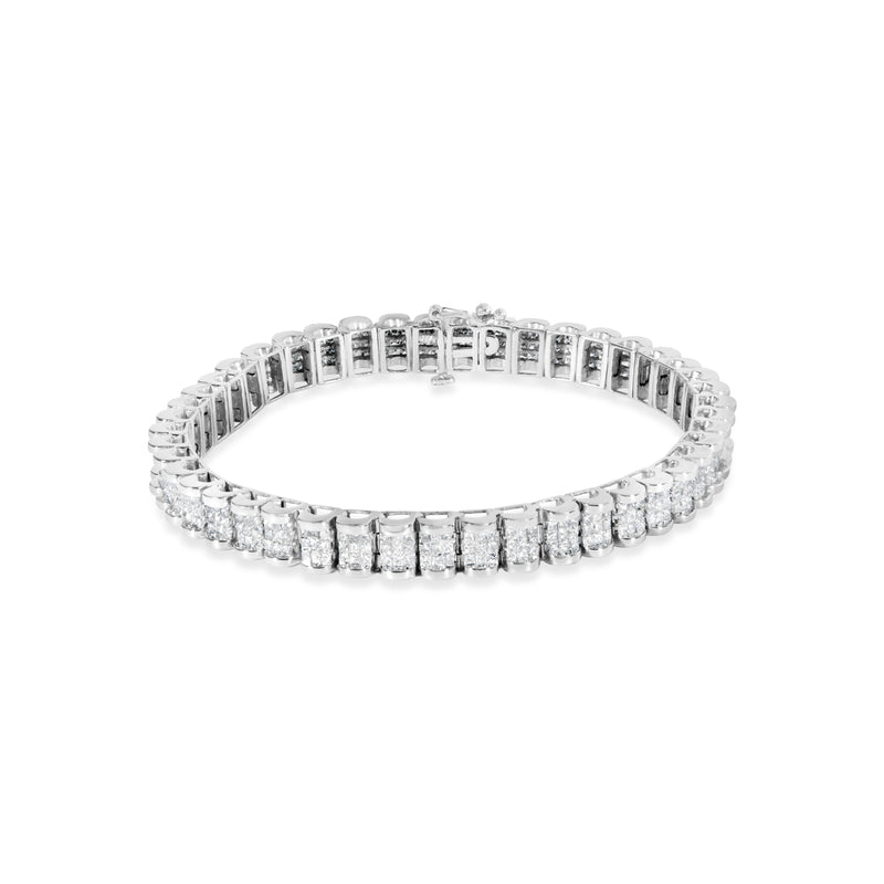 Bids.com 14K White Gold 5.00 Cttw Invisible Set Princess-Cut Diamond Belt and Buckle Tennis 7" Bracelet (H-I Color, SI1-SI2 Clarity) Bracelets