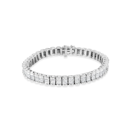 Bids.com 14K White Gold 5.00 Cttw Invisible Set Princess-Cut Diamond Belt and Buckle Tennis 7" Bracelet (H-I Color, SI1-SI2 Clarity) Bracelets