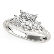 Bids.com 14k White Gold Princess Cut 3 Stone Antique Style Diamond Ring (1 1/8 cttw) Rings