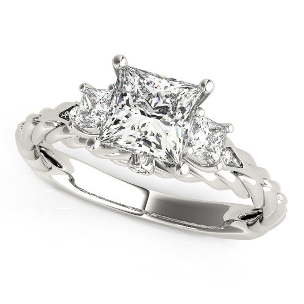 Bids.com 14k White Gold Princess Cut 3 Stone Antique Style Diamond Ring (1 1/8 cttw) Rings