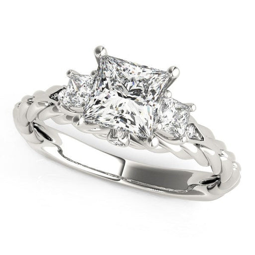 Bids.com 14k White Gold Princess Cut 3 Stone Antique Style Diamond Ring (1 1/8 cttw) Rings