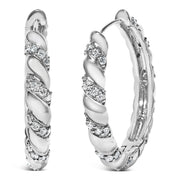 Bids.com 14K White Gold 1 1/5 Cttw Lab Grown Diamond Swirl Design 1" Inch Hoop Earrings (F-G Color, VS1-VS2 Clarity) Earrings