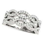 Bids.com Diamond Studded Double Interlocking Waves Ring in 14k White Gold  (5/8 cttw) Rings