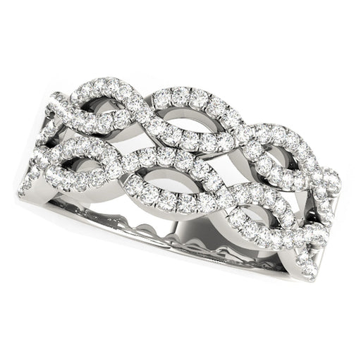 Bids.com Diamond Studded Double Interlocking Waves Ring in 14k White Gold  (5/8 cttw) Rings