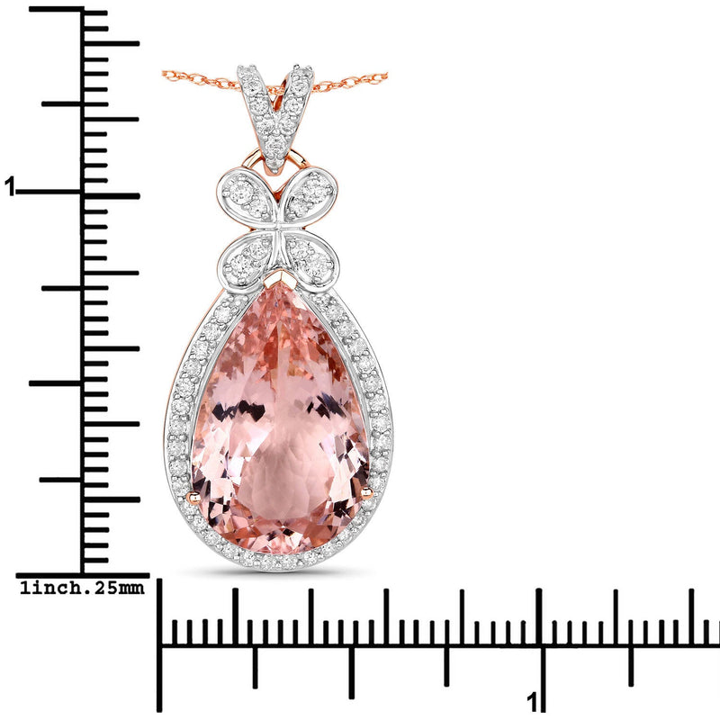 Bids.com 8.14 Carat Genuine Morganite and White Diamond 14K Rose Gold Pendant Pendants