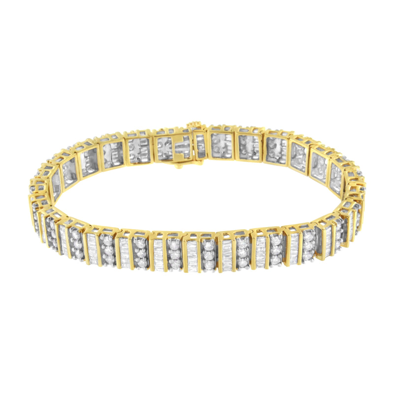 Bids.com 14K Yellow Gold 5.50 Cttw Round and Baguette Diamond Link Bracelet Bracelets