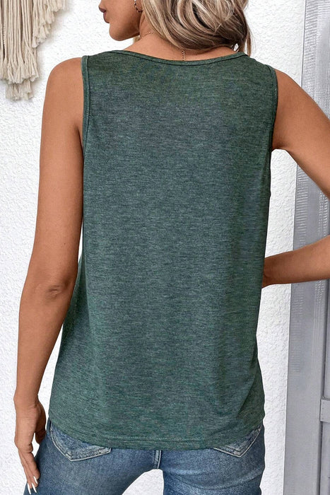 V-Neck Wide Strap Tank Top in Black Forest