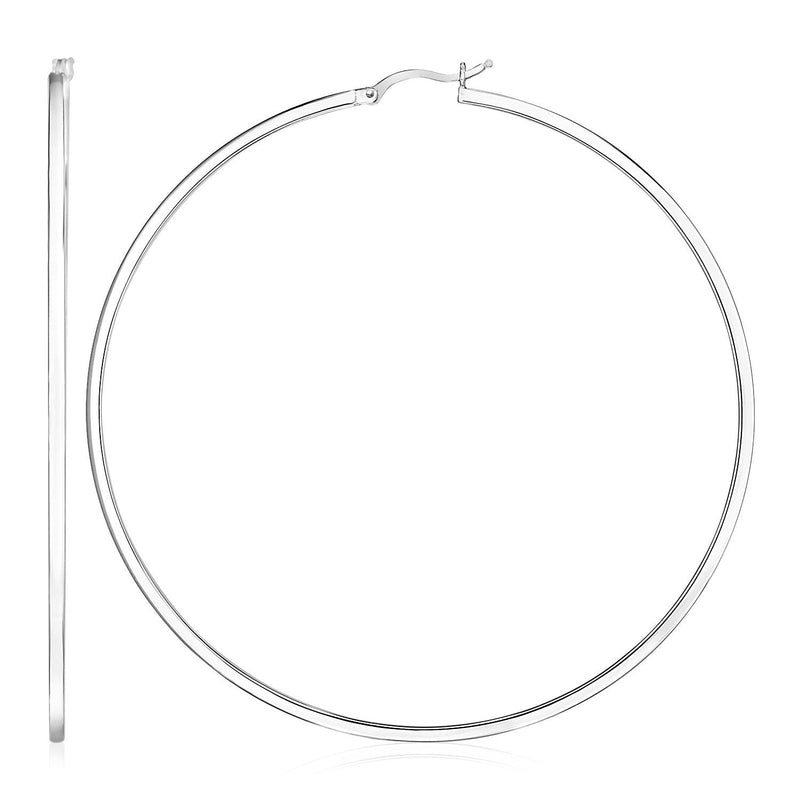 Bids.com Sterling Silver Large Rectangular Profile Polished Hoop Earrings Earrings