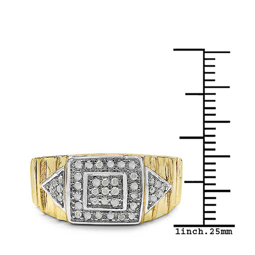 Bids.com 14K Yellow Gold Plated 0.21 Carat Genuine White Diamond .925 Sterling Silver Ring Rings