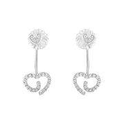 Bids.com .925 Sterling Silver 1/4 Cttw Diamond Swirl Heart Front/Back Earrings (I-J Color, I2-I3 Clarity) Earrings