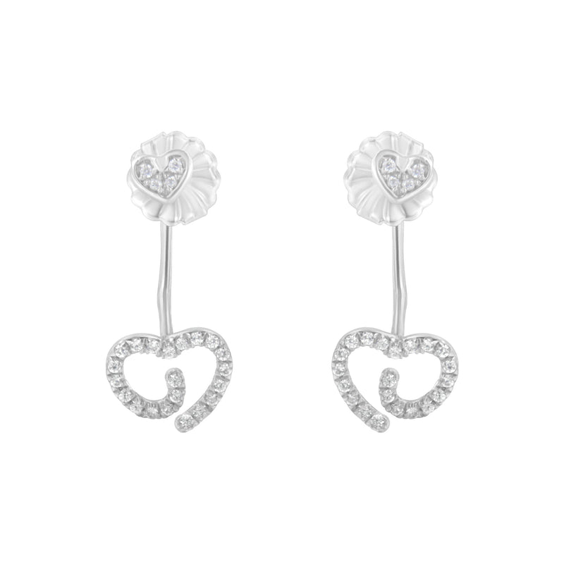 Bids.com .925 Sterling Silver 1/4 Cttw Diamond Swirl Heart Front/Back Earrings (I-J Color, I2-I3 Clarity) Earrings