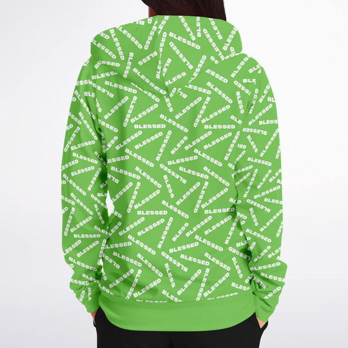 BLESSED Green Fashion Zip-Up Hoodie