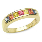 Bids.com 14K Yellow Gold Plated 1.26 Carat Genuine Multi Sapphire .925 Sterling Silver Ring Rings