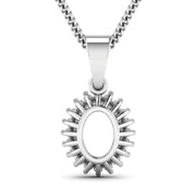 Bids.com 0.13 Carat Genuine White Diamond 14K White Gold Semi Mount Pendant - holds 8x6mm Oval Gemstone Pendants