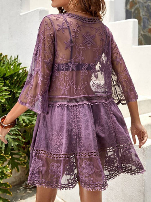 Lace Detail Plunge Cover-Up Dress