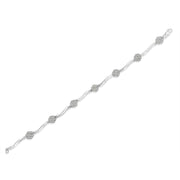 Bids.com .925 Sterling Silver 1/4 Cttw Diamond Cluster Miracle-Set Station & Twisted Bar 7" Tennis Bracelet (H-I Color, I2-I3 Clarity) Bracelets