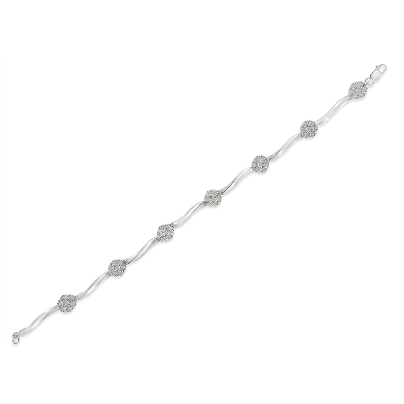 Bids.com Sterling Silver Diamond Link Bracelet (1 cttw, H-I Color, I1-I2 Clarity) Bracelets