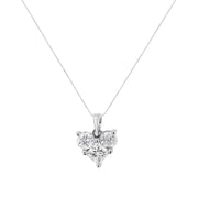 Bids.com 10K White Gold 1.0 Cttw Round-Cut and Princess-Cut Diamond Heart Shaped 18" Pendant Necklace (H-I Color, SI2-I1 Clarity) Necklaces