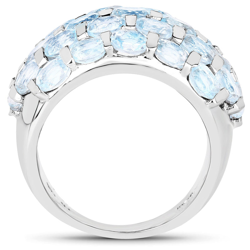 Bids.com 5.51 Carat Genuine Blue Topaz .925 Sterling Silver Ring Rings