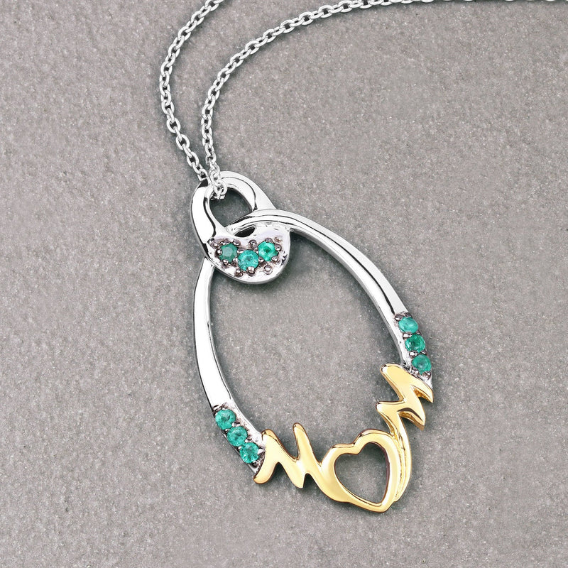 Bids.com 0.15 Carat Genuine Emerald .925 Sterling Silver Pendant Pendants