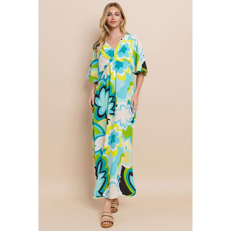 ODDI Floral Printed Slit Maxi Dress