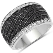 Bids.com 0.79 Carat Genuine Black Diamond and White Diamond .925 Sterling Silver Ring Rings