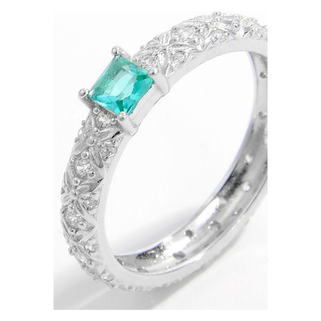 Platinum-plated 925 Sterling Silver Square Zircon Ring