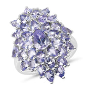 Bids.com 5.27 Carat Genuine Tanzanite .925 Sterling Silver Ring Rings