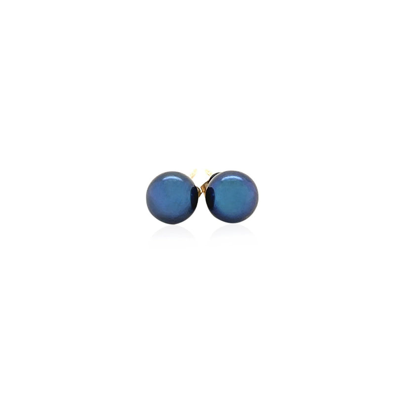 Bids.com 14k Yellow Gold Cultured Black Pearl Stud Earrings (6.0 mm) Earrings