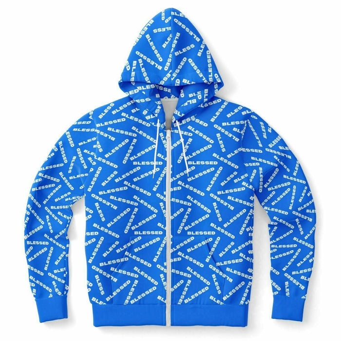 BLESSED Blue Fashion Zip-Up Hoodie